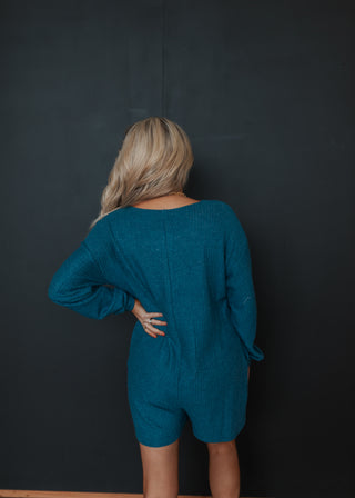 Monroe Waffle Romper- Teal