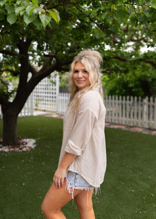 Capri Button Down Top - Natural