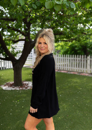 Hamptons Button Top - Black