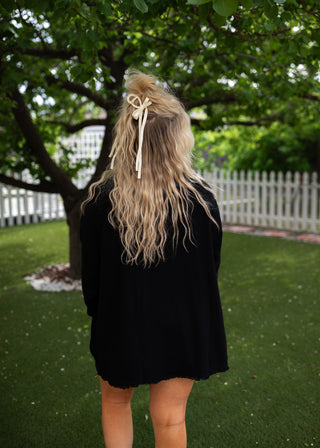 Hamptons Button Top - Black