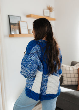 Perfectly Patched Cardi- Blue