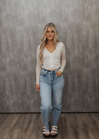 Maysen Scrunch Top - Cream