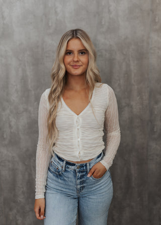 Maysen Scrunch Top - Cream