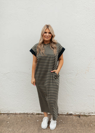 Olive Stripe Dress