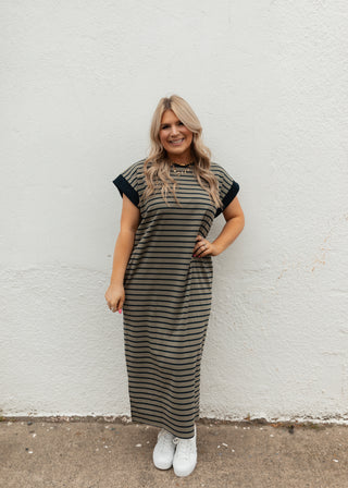 Olive Stripe Dress