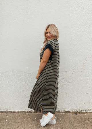 Olive Stripe Dress