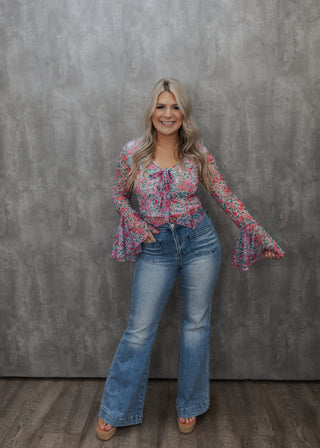Norah Floral Top - Pink
