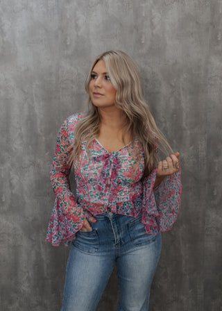 Norah Floral Top - Pink