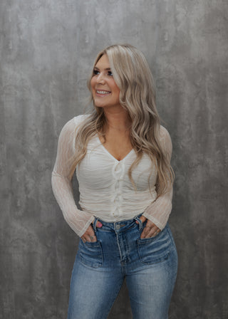 Maysen Scrunch Top - Cream