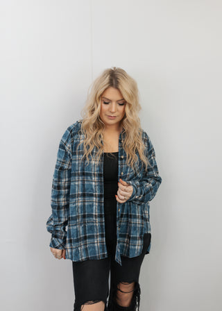 Laura Plaid Flannel -Blue