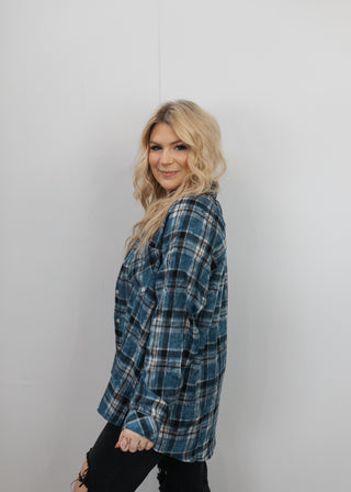 Laura Plaid Flannel -Blue