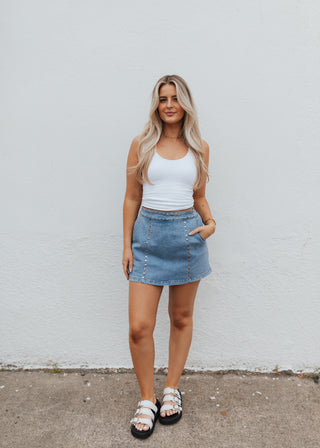 Stella Stud Skort- Denim
