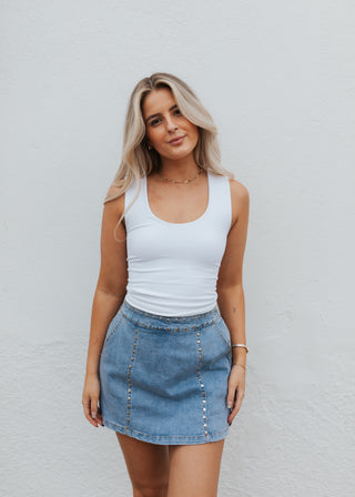 Stella Stud Skort- Denim