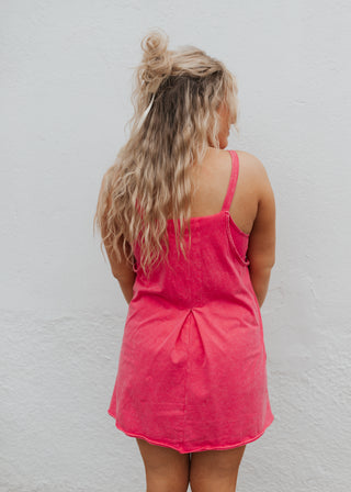 Landry Romper Dress - Hot Pink