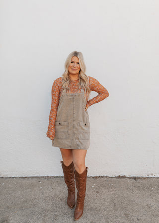 Josie Overall Dress - Hazelnut