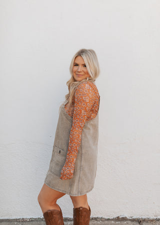 Josie Overall Dress - Hazelnut