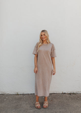 Maddy Maxi Tee Dress - Tan