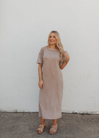Maddy Maxi Tee Dress - Tan