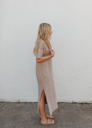 Maddy Maxi Tee Dress - Tan