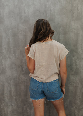 Cambria Cuffed Top - Taupe