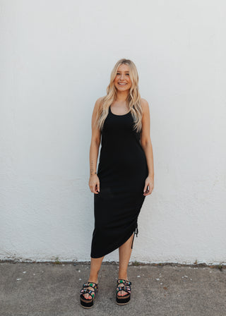 Ryann Ribbed Dress- Black