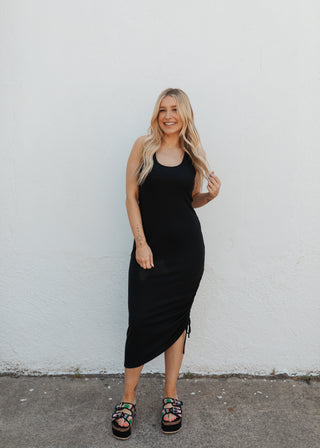 Ryann Ribbed Dress- Black