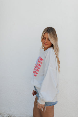 American Flag Lace Detail Crewneck