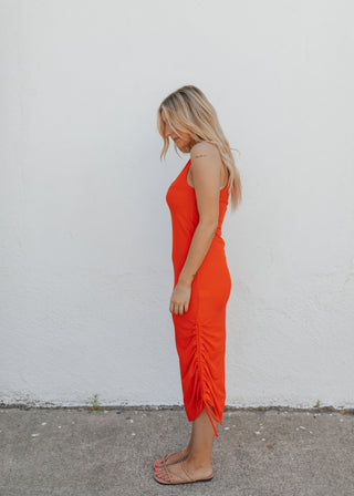 Ryann Ribbed Dress- Tomato