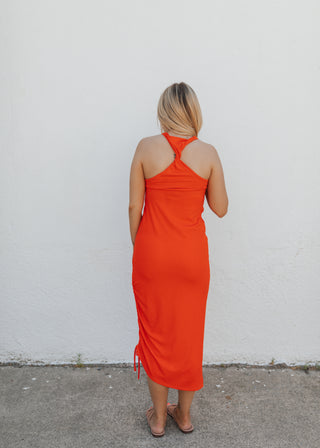 Ryann Ribbed Dress- Tomato