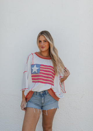 American Flag Patch Top