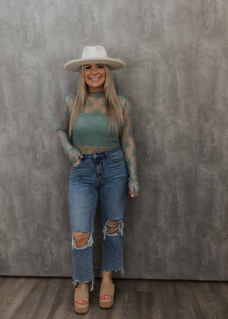 Sage Lace Top