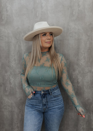 Sage Lace Top