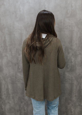 Ollie Waffle Knit Top- Olive