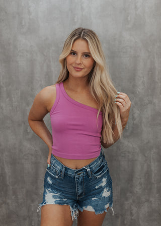 One Of A Kind-One Shoulder Tank- Berry