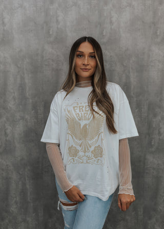 Lacey Sheer Under Long Sleeve- Ivory