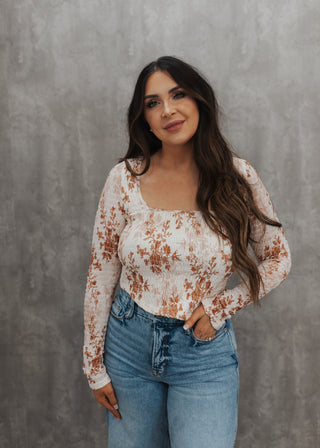 Evelyn Floral Top- Cream