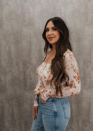 Evelyn Floral Top- Cream