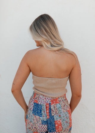 Sutton Knit Strapless Top - Natural