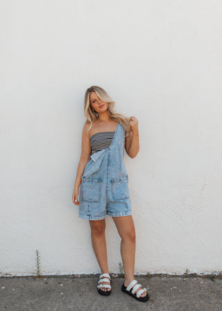 Poppy Strapless Top - Black Stripes