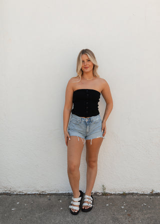 Sutton Knit Strapless Top - Black