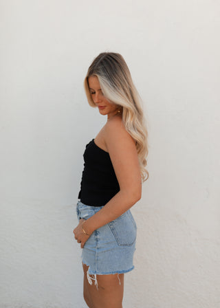Sutton Knit Strapless Top - Black