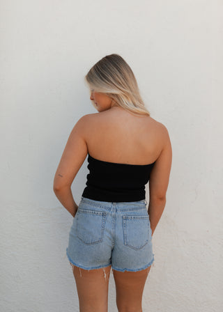 Sutton Knit Strapless Top - Black