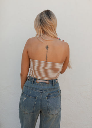 Poppy Strapless Top - Natural Stripes