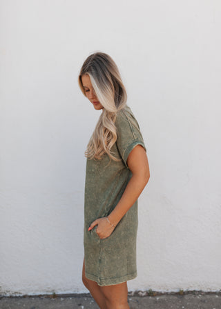 Hunter T-Shirt Dress - Light Olive