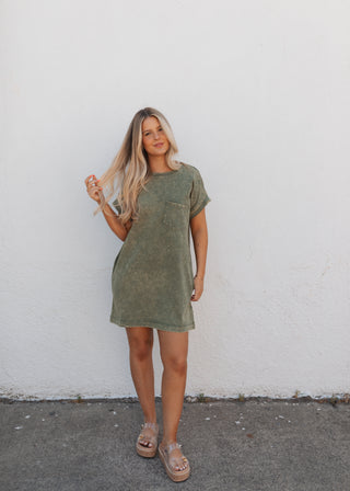 Hunter T-Shirt Dress - Light Olive