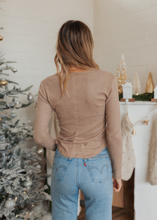 Soft Ribbed Top - Taupe