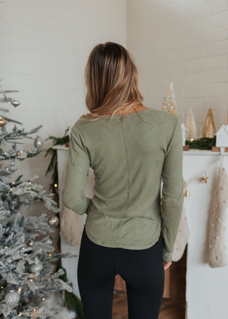 Soft Ribbed Top - Olive