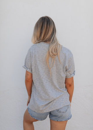 Zoe V Neck Tee- Heather Grey