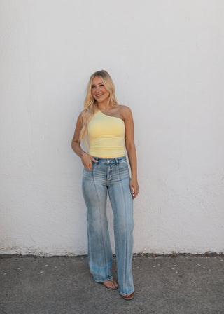Iris One Shoulder Tank - Yellow
