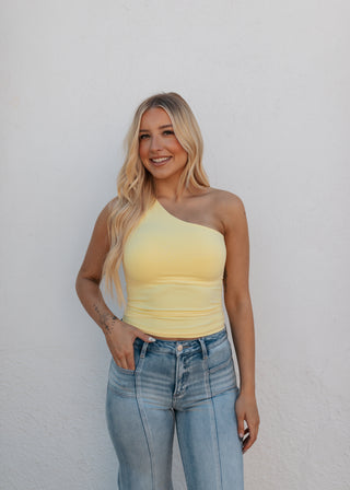 Iris One Shoulder Tank - Yellow
